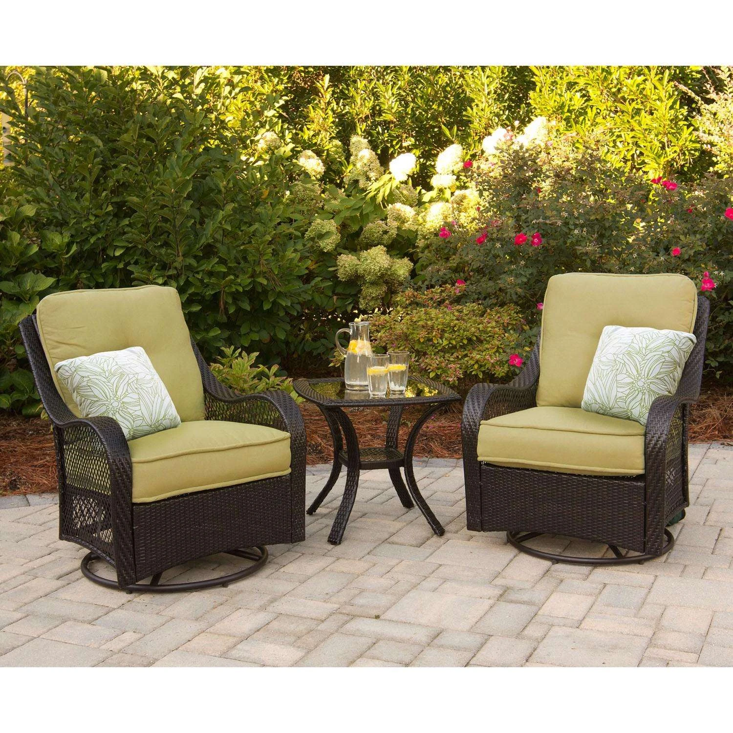 Cambridge Merritt 3 Pc Brown Steel Coastal Chat Set Green 4 Cambridge Merritt 3 Pc Brown Steel Coastal Chat Set Green - Image 4