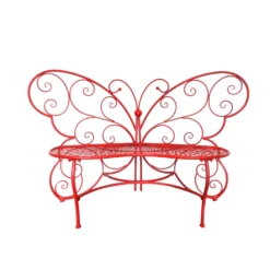 Alpine Red Cast Iron Butterfly Garden Bench 38 In. H X 26 In. L X 61 In. D