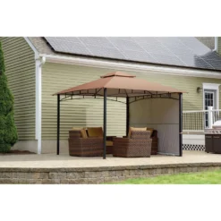 ShelterLogic Redwood Polyester Peak Gazebo 10 Ft. H X 11 Ft. W X 11 Ft. L -Patio Paradise Shop 0444d649 f225 4907 801d ed0a0423cdfc