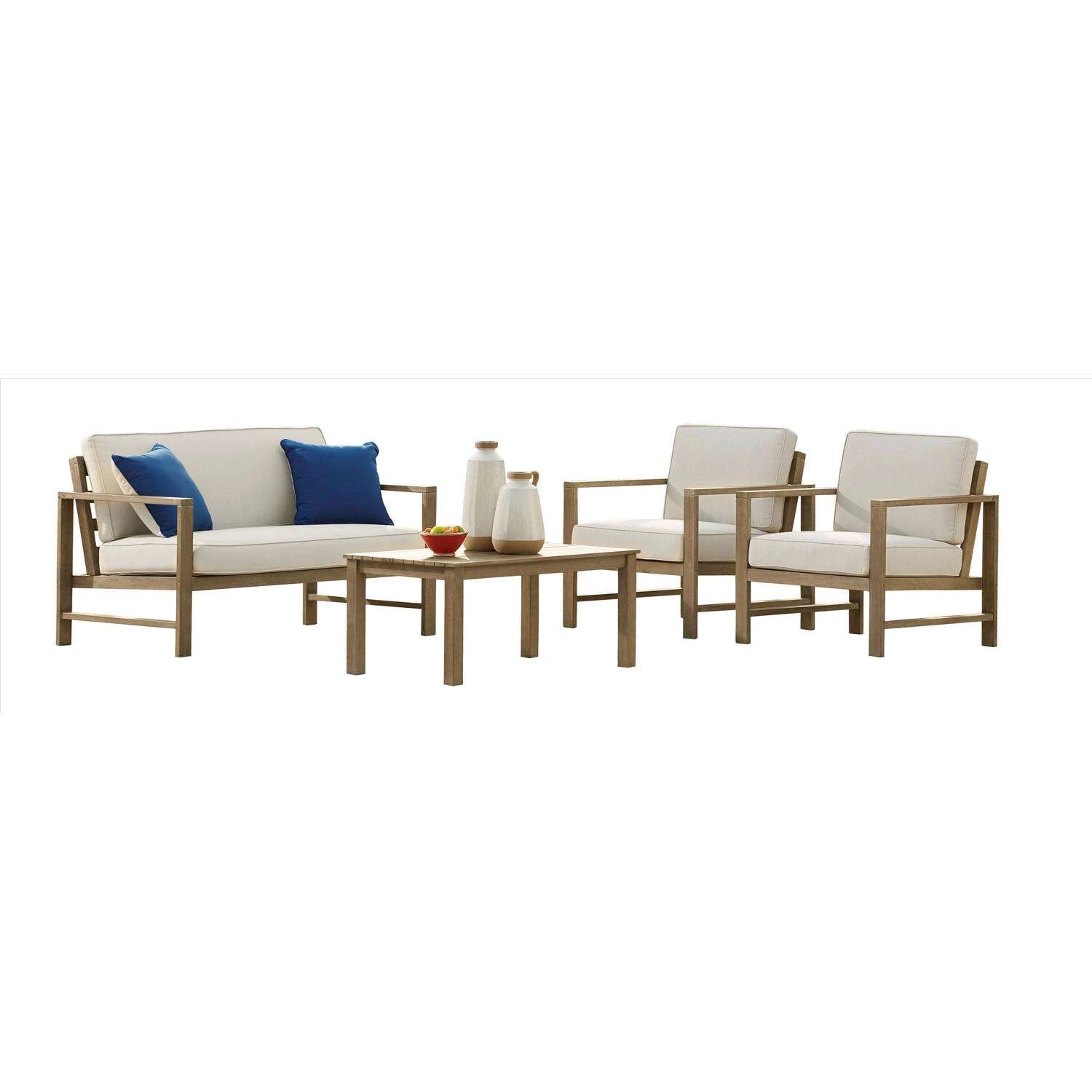 Signature Design By Ashley Zecorra 4 Pc Light Brown Wood Conversation Set Beige 3 Signature Design By Ashley Zecorra 4 Pc Light Brown Wood Conversation Set Beige - Image 3