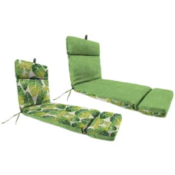 Jordan Manufacturing Green/White French Edge Polyester Reversible Chaise Lounge Cushion 3.5 In. H X