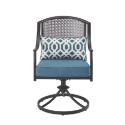 Living Accents Hattington 5 Pc Black Steel Swivel Dining Set Peacock Blue -Patio Paradise Shop 0a98c8e6 1c0f 4a62 939a a6726ff6005b