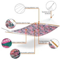 Classic Accessories 51 In. W X 78 Ft. L 2 Person Multi-color Rain Forest Canopy Coral Quilted Hammoc 7 Classic Accessories 51 In. W X 78 Ft. L 2 Person Multi-color Rain Forest Canopy Coral Quilted Hammoc -Patio Paradise Shop 0bbb61ce 9840 484c 9491 37cee2a522cc