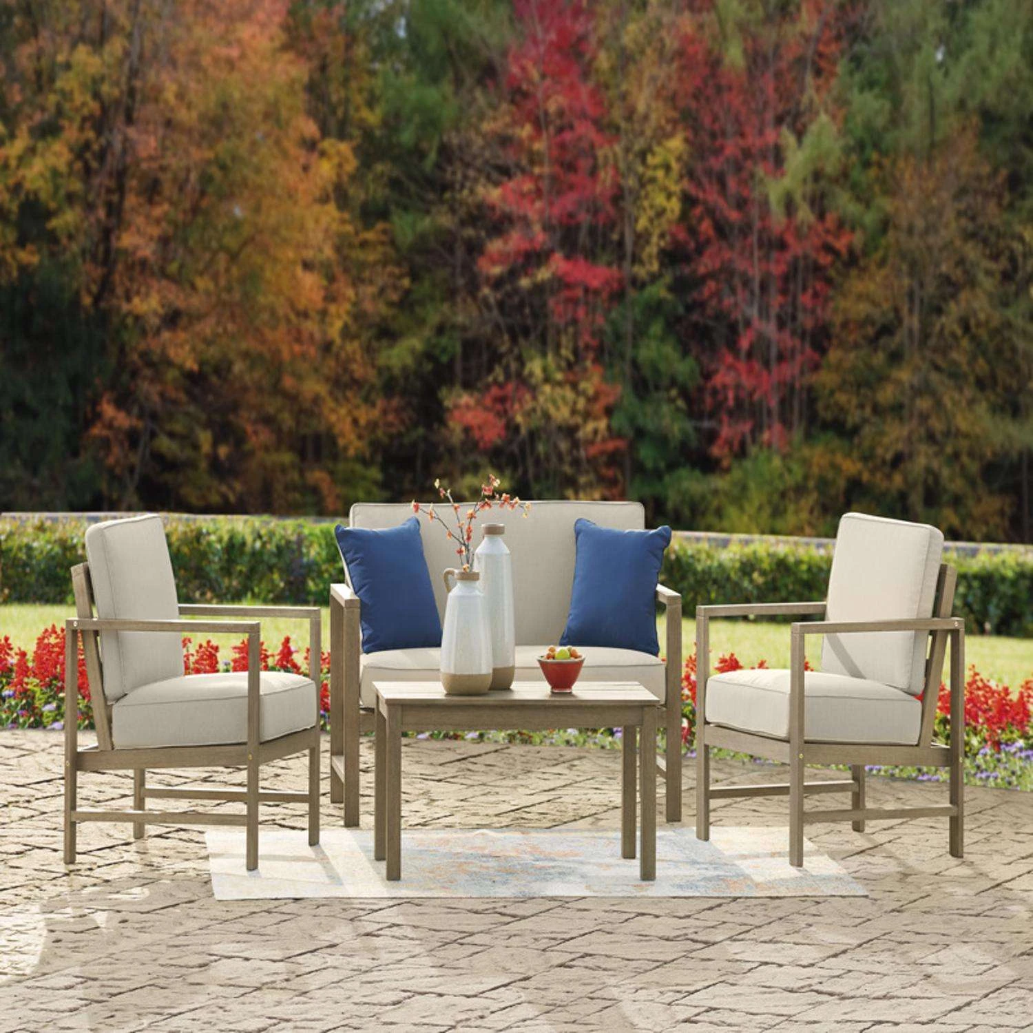 Signature Design By Ashley Zecorra 4 Pc Light Brown Wood Conversation Set Beige 4 Signature Design By Ashley Zecorra 4 Pc Light Brown Wood Conversation Set Beige - Image 4