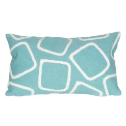 Liora Manne Visions I Aqua Squares Polyester Throw Pillow 12 In. H X 2 In. W X 20 In. L