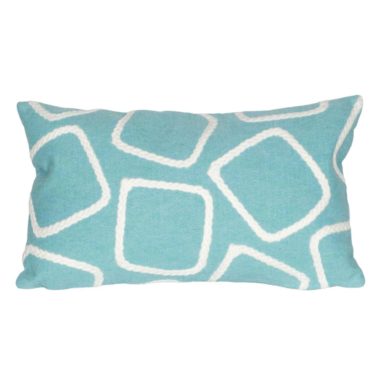 Liora Manne Visions I Aqua Squares Polyester Throw Pillow 12 In. H X 2 In. W X 20 In. L 1 Liora Manne Visions I Aqua Squares Polyester Throw Pillow 12 In. H X 2 In. W X 20 In. L