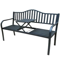 Bond Black Steel Park Bench 35 In. H X 59 In. L X 23 In. D -Patio Paradise Shop 0d7a8c1e e79f 491d 810b 0d75aa185489