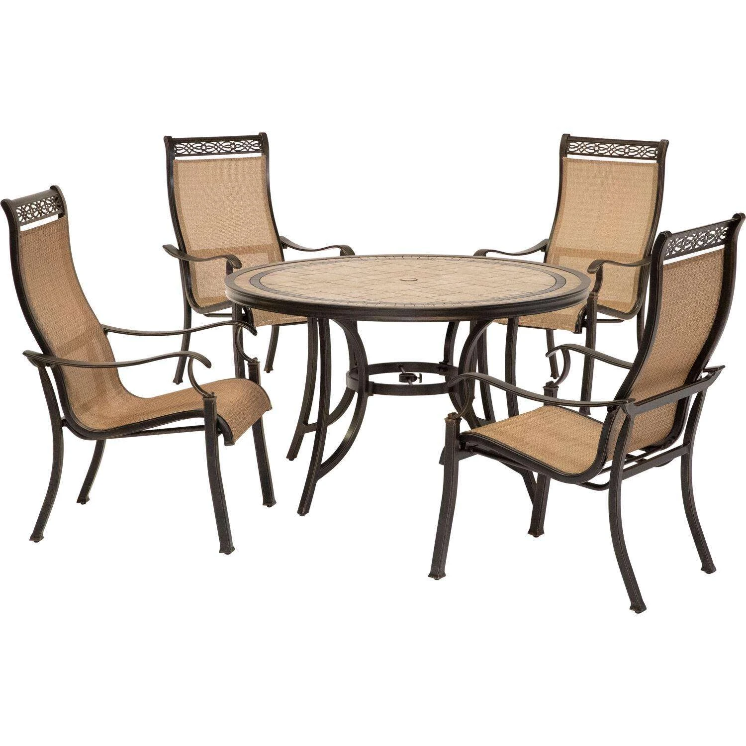 Hanover Monaco 5 Pc Brown Aluminum Traditional Dining Set 1 Hanover Monaco 5 Pc Brown Aluminum Traditional Dining Set