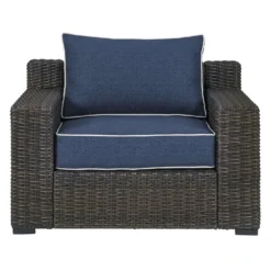 Signature Design By Ashley Grasson Lane Brown Aluminum Frame Conversation Lounge Chair Blue -Patio Paradise Shop 10174695 3506 4d6c 87cd 8e0cf00d0558