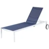 Mod Peyton White Aluminum Frame Armless Sling Chaise Lounge Navy Blue