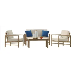 Signature Design By Ashley Zecorra 4 Pc Light Brown Wood Conversation Set Beige