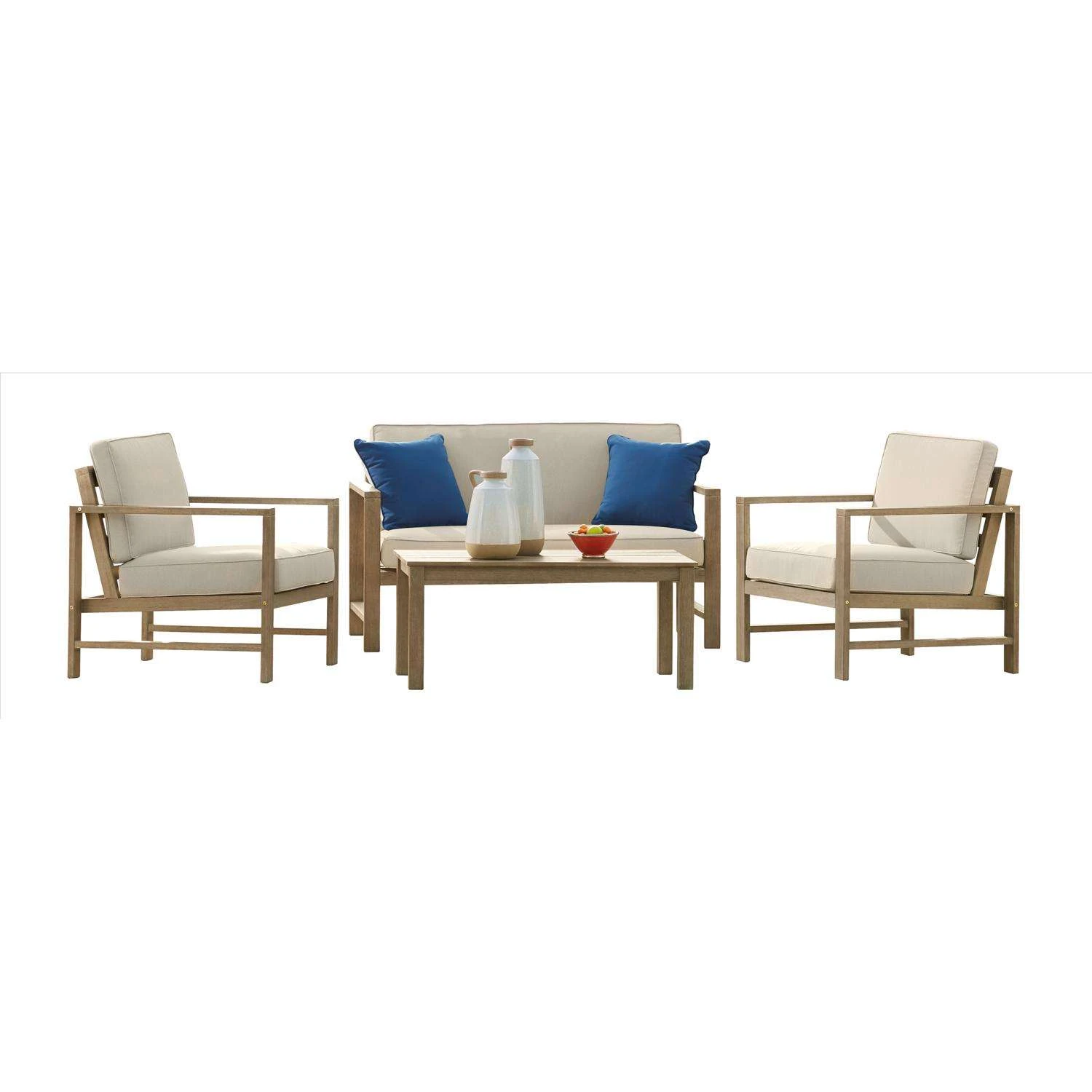 Signature Design By Ashley Zecorra 4 Pc Light Brown Wood Conversation Set Beige 1 Signature Design By Ashley Zecorra 4 Pc Light Brown Wood Conversation Set Beige