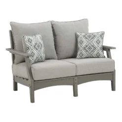 Signature Design By Ashley Visola Gray HDPE Frame Conversation Loveseat Gray -Patio Paradise Shop 12f262c3 6a37 4eda b826 f3a7341ee6de