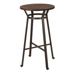 Glitzhome 1 Pc Brown Steel/Wood Farmhouse Bar Table