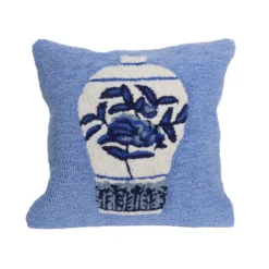 Liora Manne Frontporch Blue Ginger Jars Polyester Throw Pillow 18 In. H X 2 In. W X 18 In. L