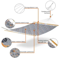 Classic Accessories 51 In. W X 78 Ft. L 2 Person Multi-color Rain Forest Toile Gray/Gold Quilted Ham -Patio Paradise Shop 15ab4baa e373 4b8b ac33 2ea43d4fd023