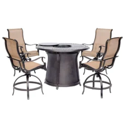 Hanover Manor 5 Pc Bronze Fire Pit Set
