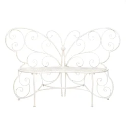 Summerfield Terrace White Steel Butterfly Bench 38.75 In. H X 60.5 In. L X 24.25 In. D