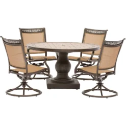 Hanover Fontana 5 Pc Brown Aluminum Traditional Dining Set