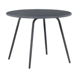 Signature Design By Ashley Palm Bliss Gray Round Glass/Steel Dining Table