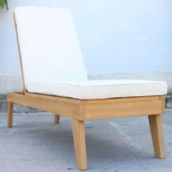 Signature Design By Ashley Byron Bay Light Brown Wood Frame Relaxer Chaise Lounge White