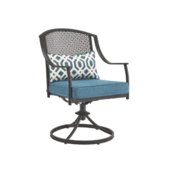 Living Accents Hattington 5 Pc Black Steel Swivel Dining Set Peacock Blue -Patio Paradise Shop 1d73ee5c 8a9b 49f4 a22f d65b65ec4954