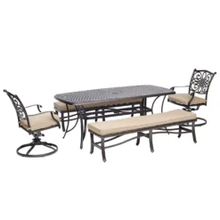 Hanover Traditions 5 Pc Bronze Aluminum Traditional Patio Set Tan