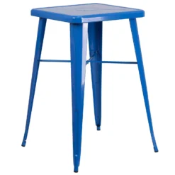 Flash Furniture 1 Pc Blue Galvanized Steel Contemporary Bar Table