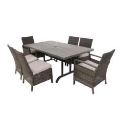 Living Accents Wilmette 7 Pc Black Aluminum Classic Dining Set Beige