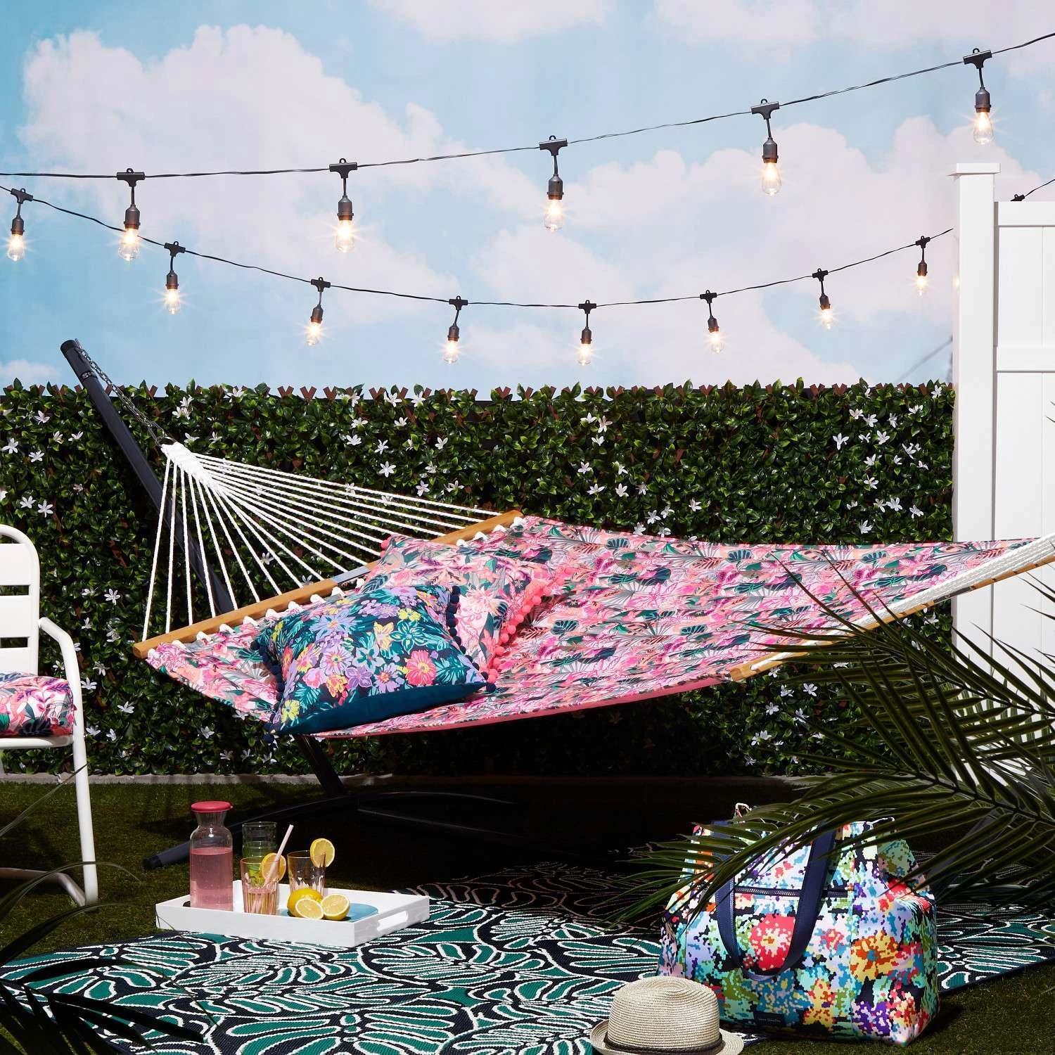 Classic Accessories 51 In. W X 78 Ft. L 2 Person Multi-color Rain Forest Canopy Coral Quilted Hammoc 5 Classic Accessories 51 In. W X 78 Ft. L 2 Person Multi-color Rain Forest Canopy Coral Quilted Hammoc - Image 5