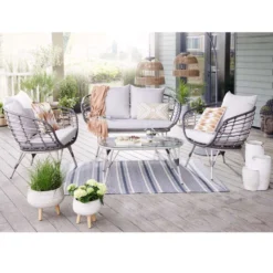 Living Accents Southport Brown Wicker Frame Egg Loveseat Set Beige -Patio Paradise Shop 2383f805 0135 4b9f 85f8 066cae63b8e7