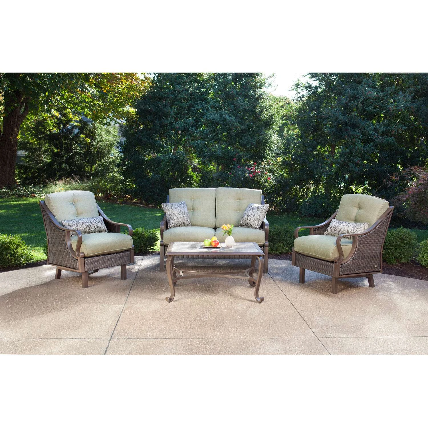 Hanover Ventura 4 Pc Cocoa Stone Steel Traditional Patio Set Vintage Meadow 2 Hanover Ventura 4 Pc Cocoa Stone Steel Traditional Patio Set Vintage Meadow - Image 2