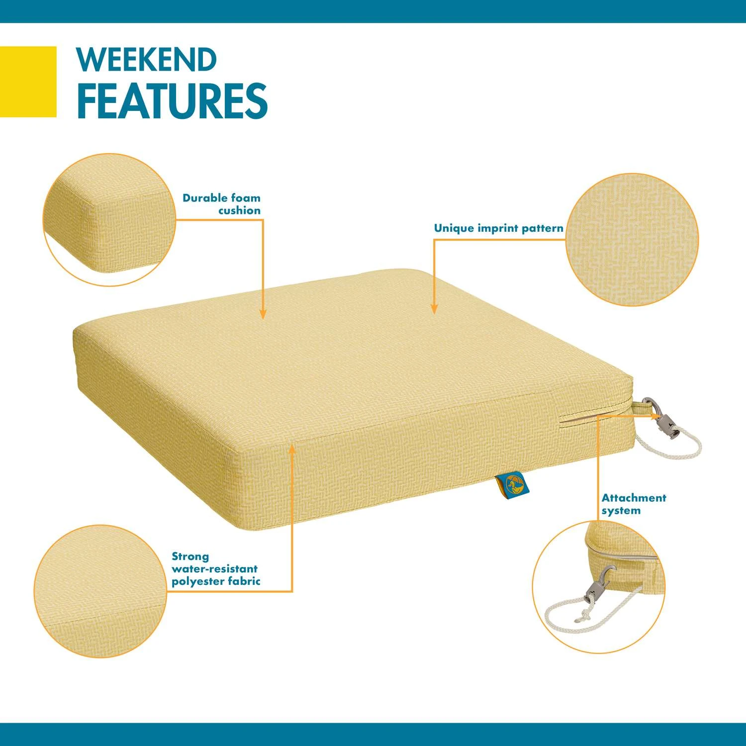 Duck Covers Weekend Straw Casual Polyester Seat Cushion 3 In. H X 17 In. W X 17 In. L 4 Duck Covers Weekend Straw Casual Polyester Seat Cushion 3 In. H X 17 In. W X 17 In. L - Image 4