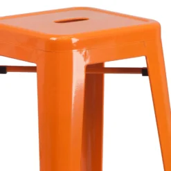 Flash Furniture 1 Pc Orange Galvanized Steel Industrial Bar Stool -Patio Paradise Shop 2511060a 3722 4bd5 9d15 7dd5892f4400