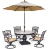 Hanover Monaco 5 Pc Bronze Aluminum Traditional Dining Set Tan