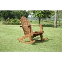 Linon Home Decor Tahoe Brown Wood Frame Adirondack Rocking Chair -Patio Paradise Shop 26d30907 47ff 4a48 9528 2c2c2a537416