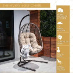 Mod Avery 1 Person Brown Steel Egg Swing Taupe -Patio Paradise Shop 275dadbd 61be 487e 8618 3cf831899df2