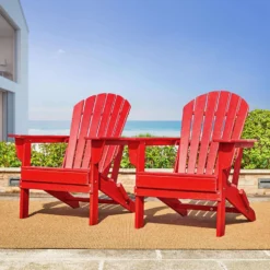 Glitzhome Red HDPE Frame Adirondack Chair -Patio Paradise Shop 27e0f174 b2d9 4a45 962c 786d96a6b268