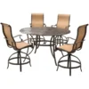 Hanover Manor 5 Pc Brown Aluminum High Dining Set