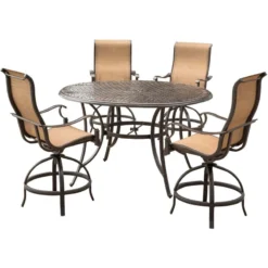 Hanover Manor 5 Pc Brown Aluminum High Dining Set
