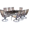 Hanover Monaco 9 Pc Bronze Aluminum Swivel Dining Set