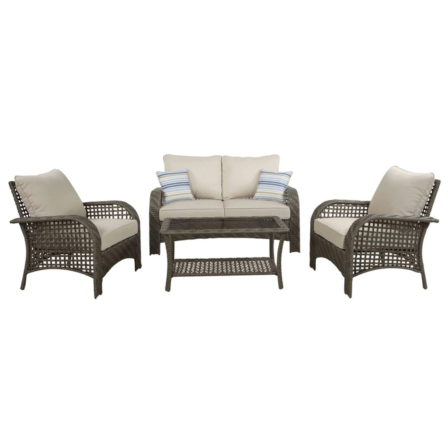 Living Accents Willow 4 Pc Gray Steel Patio Set Beige 1 Living Accents Willow 4 Pc Gray Steel Patio Set Beige