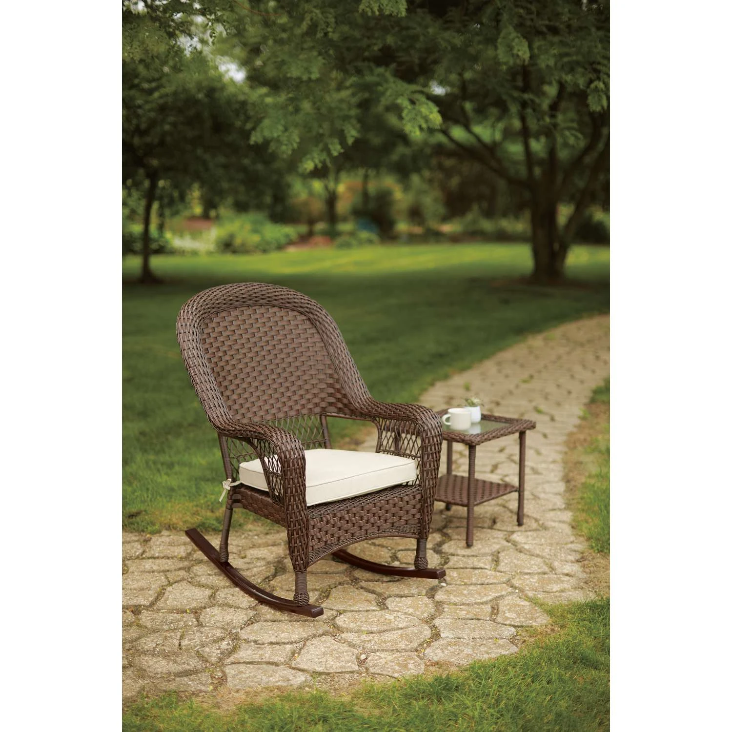 Living Accents Prescott Brown Steel Frame Rocking Chair Beige 3 Living Accents Prescott Brown Steel Frame Rocking Chair Beige - Image 3