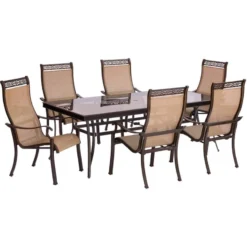 Hanover Monaco 7 Pc Bronze Aluminum Transitional Dining Set