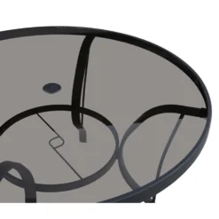 Living Accents Roscoe Black Round Glass Dining Table -Patio Paradise Shop 32516f5a c418 4b0c 9c2b ef007f63dade