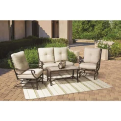 Living Accents Canmore 4 Pc Espresso Aluminum Deep Seating Set Sand