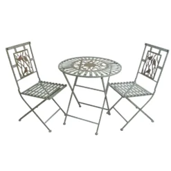 Alpine 3 Pc White Metal Contemporary Bistro Set