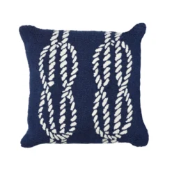 Liora Manne Frontporch Navy Ropes Polyester Throw Pillow 18 In. H X 2 In. W X 18 In. L