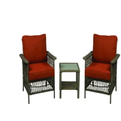 Living Accents Tudor 3 Pc Brown Steel Chat Set Burnt Orange