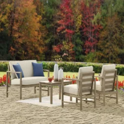 Signature Design By Ashley Zecorra 4 Pc Light Brown Wood Conversation Set Beige 11 Signature Design By Ashley Zecorra 4 Pc Light Brown Wood Conversation Set Beige -Patio Paradise Shop 395a8f95 df39 48f6 aa22 d1ddb482ab4c